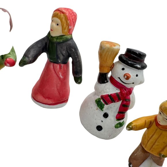 Lemax Set 7 Hand-Painted Ceramic Christmas Figurines With Snowman & Kids Playing - Picture 7 of 7